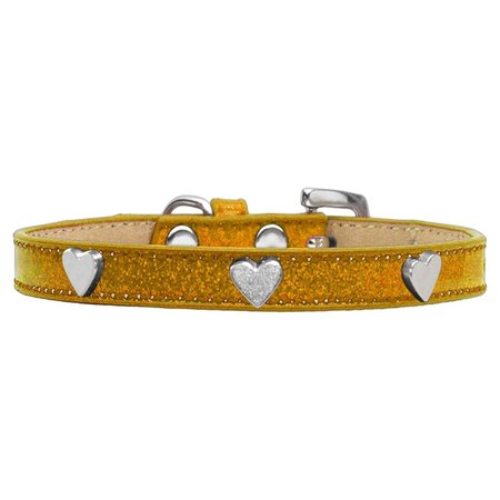 MIRAGE PET PRODUCTS Silver Heart Widget Dog CollarGold Ice Cream Size 20 633-14 GD20